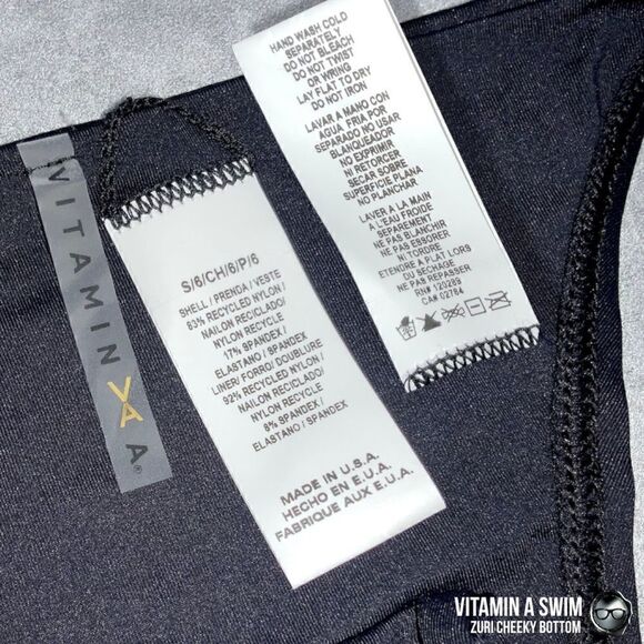 VITAMIN A ZURI CHEEKY BIKINI BOTTOM IN BLACK ECOLUX MIX & MATCH LENNON TOP NEW - Picture 12 of 15